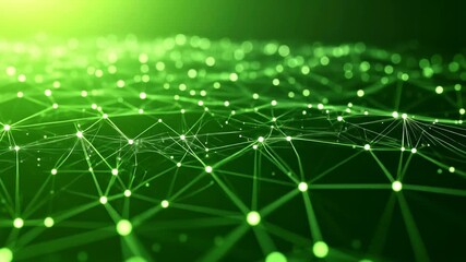 Abstract Green Network Animation Background with Connections and Data Points - Powered by Adobe