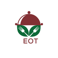 Healthy Organic Restaurant Logo with EOT Text – Eco-Friendly Food Service Symbol. EOT Letter Logo.
