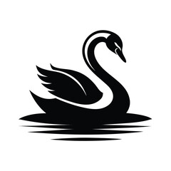 Elegant swan gracefully floating on a calm lake silhouette design