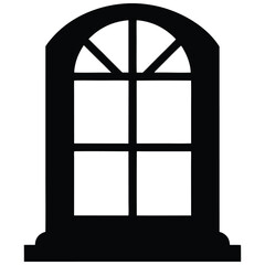 Window icon, home architecture vector, window frame silhouette, house glass graphic, building design symbol, room window illustration
