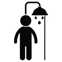 Shower icon, bathroom vector, hygiene silhouette, washroom graphic, water shower symbol, bath illustration
