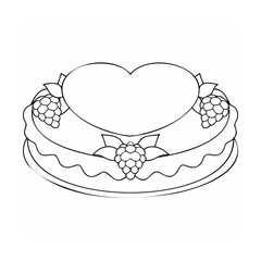 Heart shaped cake with berries and leaves dessert