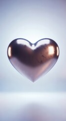 A shiny metallic heart shape on a soft background