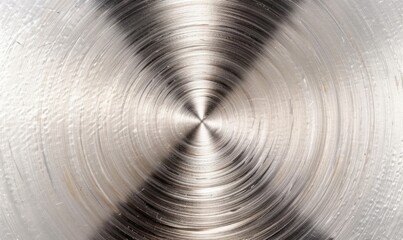 Circular brushed metal texture with concentric pattern macro shot