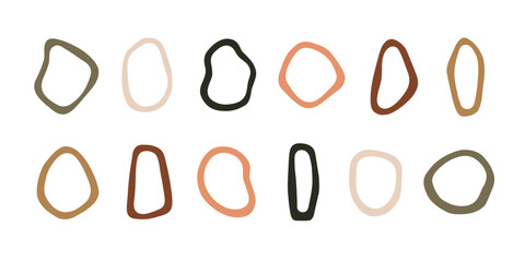 Collection of abstract irregular vector shapes with neutral tones