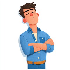 Thoughtful Young Man with Arms Crossed