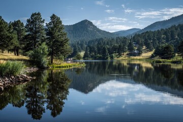 Fototapeta premium Evergreen Colorado: Picturesque Lake in Nature's Scenic Landscape