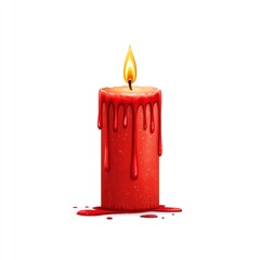 Melted Red Candle with Flame