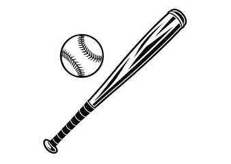 Vector Illustration of Crossed Baseball Bats and Bal