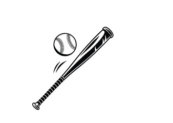 Vector Illustration of Crossed Baseball Bats and Bal