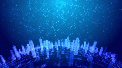 Technology Futuristic network Smart city digital Cityscape, Big data connection technology. Metaverse crypto currency, Futuristic network Smart city transformation. Cityscape Metaverse crypto currency - Powered by Adobe