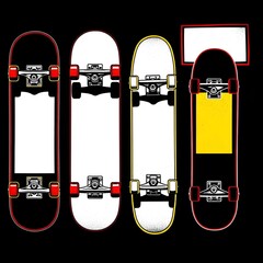 fictional unbranded skateboard art, pop art, screen print, wheels, sport, deck, skateboarding, trucks, skateboard art, extreme sports, urban art, youth culture, alternative sports, street style