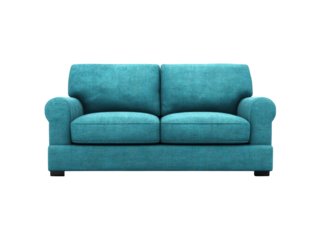 Teal two seater sofa isolated on black background modern furniture, Isolated On White Background, Png Transparent