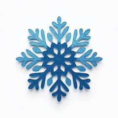 Blue Snowflake Ornament on White Background