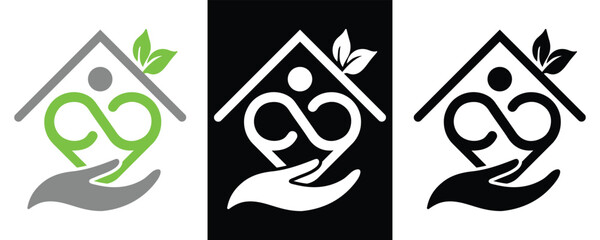 Eco Care Hand Logo – Sustainable Green Home Support & Compassionate Design