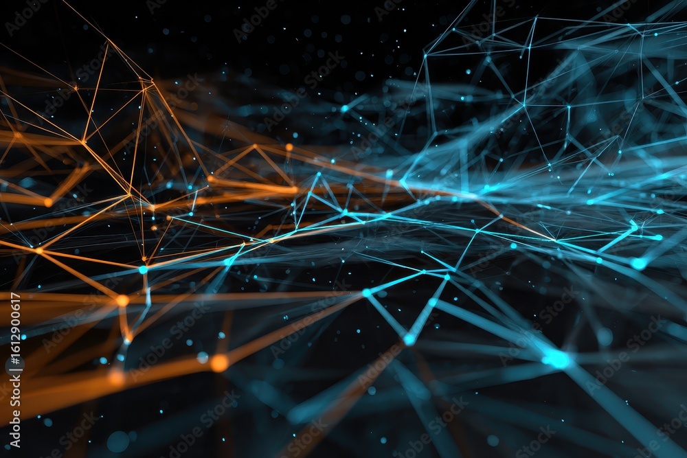 Poster vibrant abstract digital texture pattern showcasing interconnected high-tech innovations in a striki