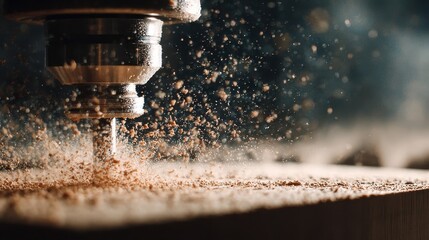 CNC machine carving wood sawdust flying artistry precision woodworking