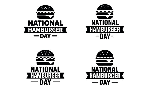 National hamburger day text design with burger icons in black style
