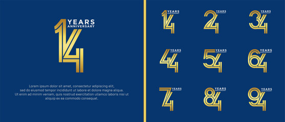 anniversary vector logo set, gold and silver color can be use for celebration