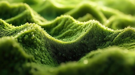 Close-up of textured, undulating green surface