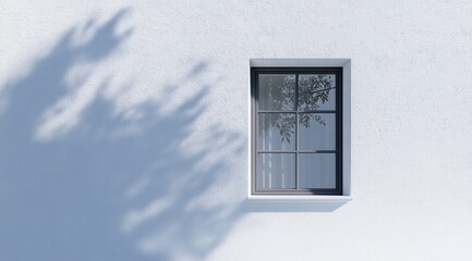 Obraz premium White wall with window and tree shadows
