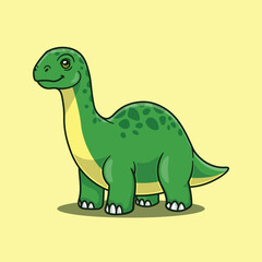 Naklejka premium Cute cartoon vector illustration of brontosaurus