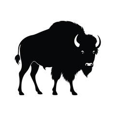 Majestic bison standing in a vast open plain against a clean white background