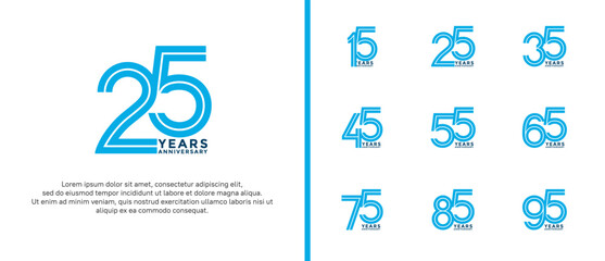 anniversary vector logo set, blue color can be use for celebration