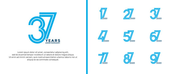 anniversary vector logo set, blue color can be use for celebration