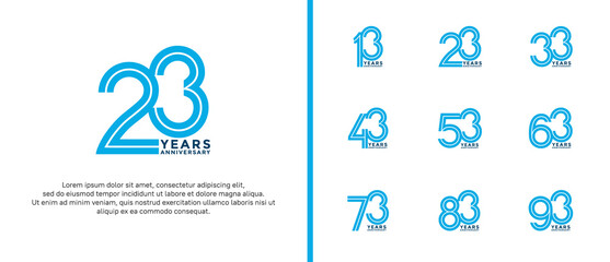Obraz premium anniversary vector logo set, blue color can be use for celebration