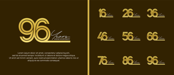 anniversary vector logo set, gold color and silver handwriting can be use for celebration