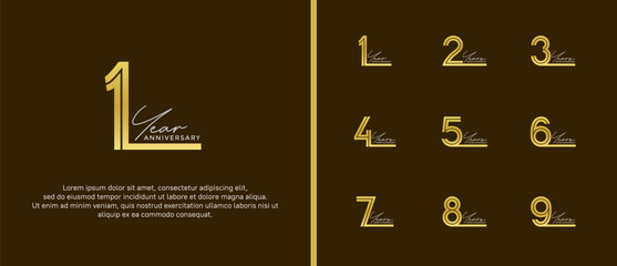anniversary vector logo set, gold color and silver handwriting can be use for celebration
