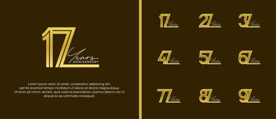 anniversary vector logo set, gold color and silver handwriting can be use for celebration
