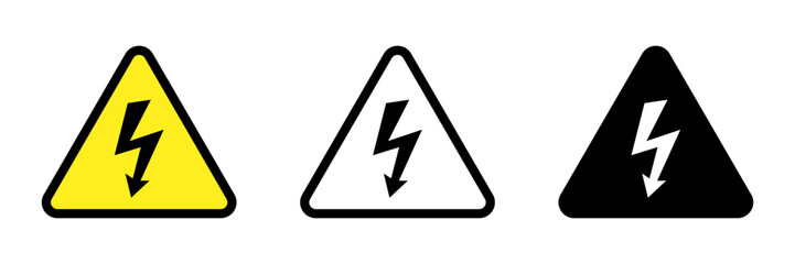 Danger Sign. High Voltage icon. Caution Electrical Safety Label.