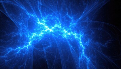 Naklejka premium Electric Aura: An abstract representation of electric energy, rendered in mesmerizing blue hues, evoking the raw power and mystique of the natural world.