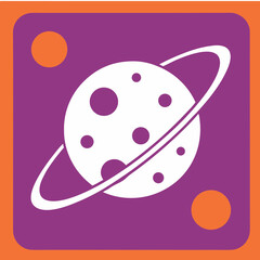 Modern flat icon of space orbit with ringed planet and stars vector illustration