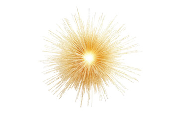 Bright glowing sunburst with radiating light isolated on transparent background. Golden light radiating from the center isolated on white background.