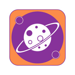 Modern flat icon of space orbit with ringed planet and stars vector illustration