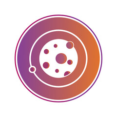 Modern flat icon of space orbit with ringed planet and stars vector illustration