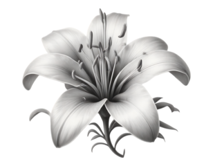 Elegant Lily Flower in Detailed Monochrome Rendering