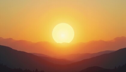 Obraz premium Uplifting sunrise frame with soft sun rising over a curved horizon at the bottom edge and warm tones blending upward