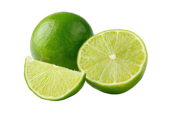 Fresh limes, whole and sliced, vibrant green
