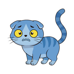 Frightened blue kitten cartoon logo, perfect for pet-related content, animations, or children's books