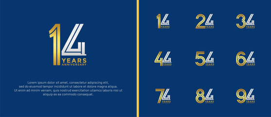 anniversary vector logo set, gold and silver color can be use for celebration