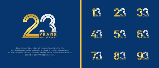anniversary vector logo set, gold and silver color can be use for celebration