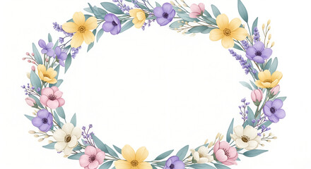 Fototapeta premium *Floral Breastfeeding Celebration Background – Delicate Lavender & Soft Yellow Blooms with Gentle Leaves, Warm & Loving Tribute with Copy Space*