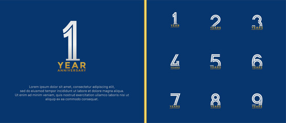 anniversary vector logo set, gold and silver color can be use for celebration