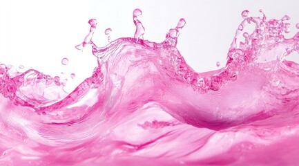 Pink liquid splash, close-up