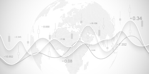Stock market or Forex trading graph in graphic concept for financial investment or economic trends business idea design. Worldwide finance background. Vector illustration