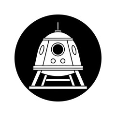 Retro space capsule icon in black circle vector illustrstion
